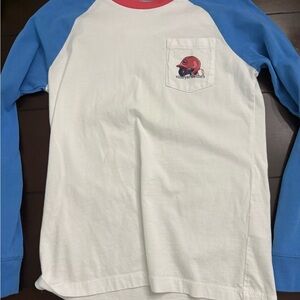 Boys Vineyard Vines Baseball Blue and White Long Sleeve Shirt